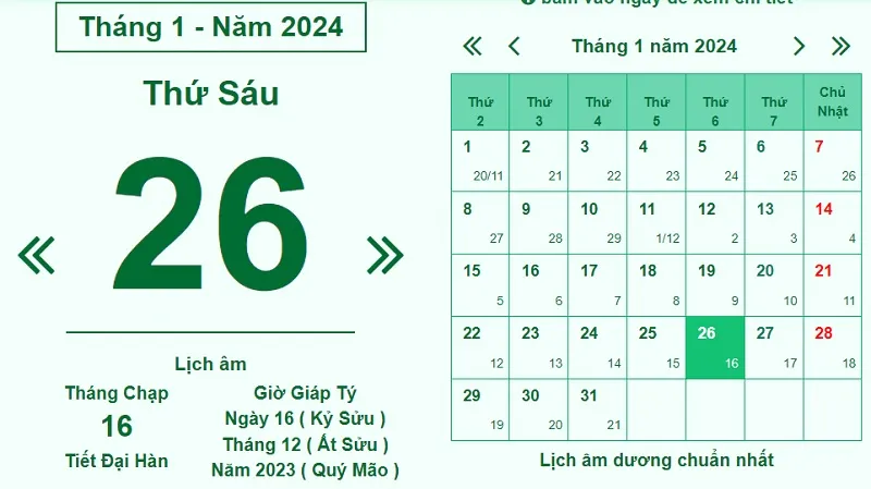 16/12 âm là ngày bao nhiêu dương? Ngày đẹp trong tháng 12/2023 làm gì cũng tốt