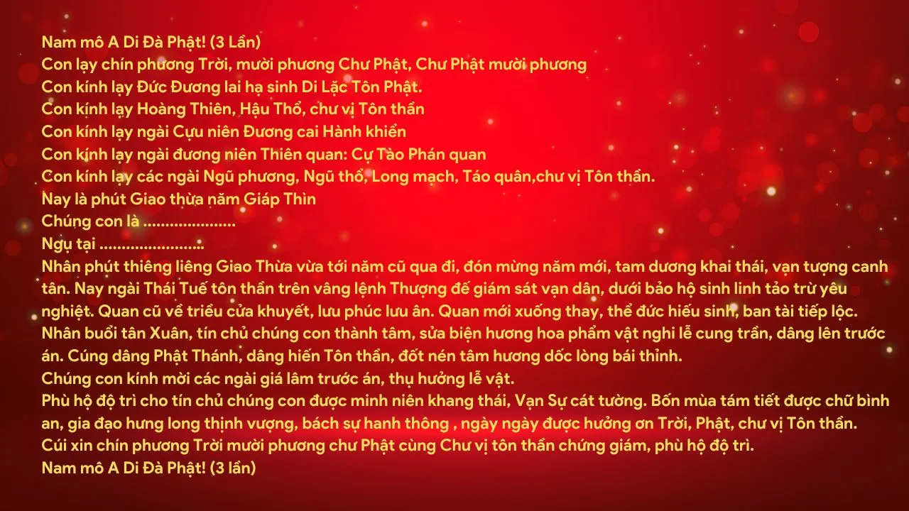 2 bài văn khấn cúng Giao thừa ngoài trời đêm 30 Tết Giáp Thìn 2024 chuẩn nhất