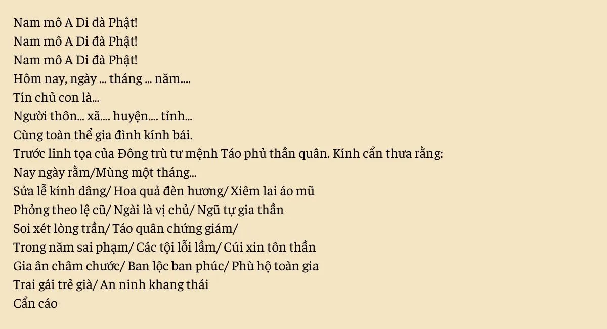 Mẫu văn khấn ông Công ông Táo chính xác nhất theo chuyên gia phong thủy